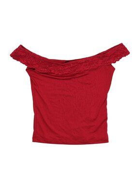 Motel Rocks Nesel Bardot Top in Slinky Lace Red